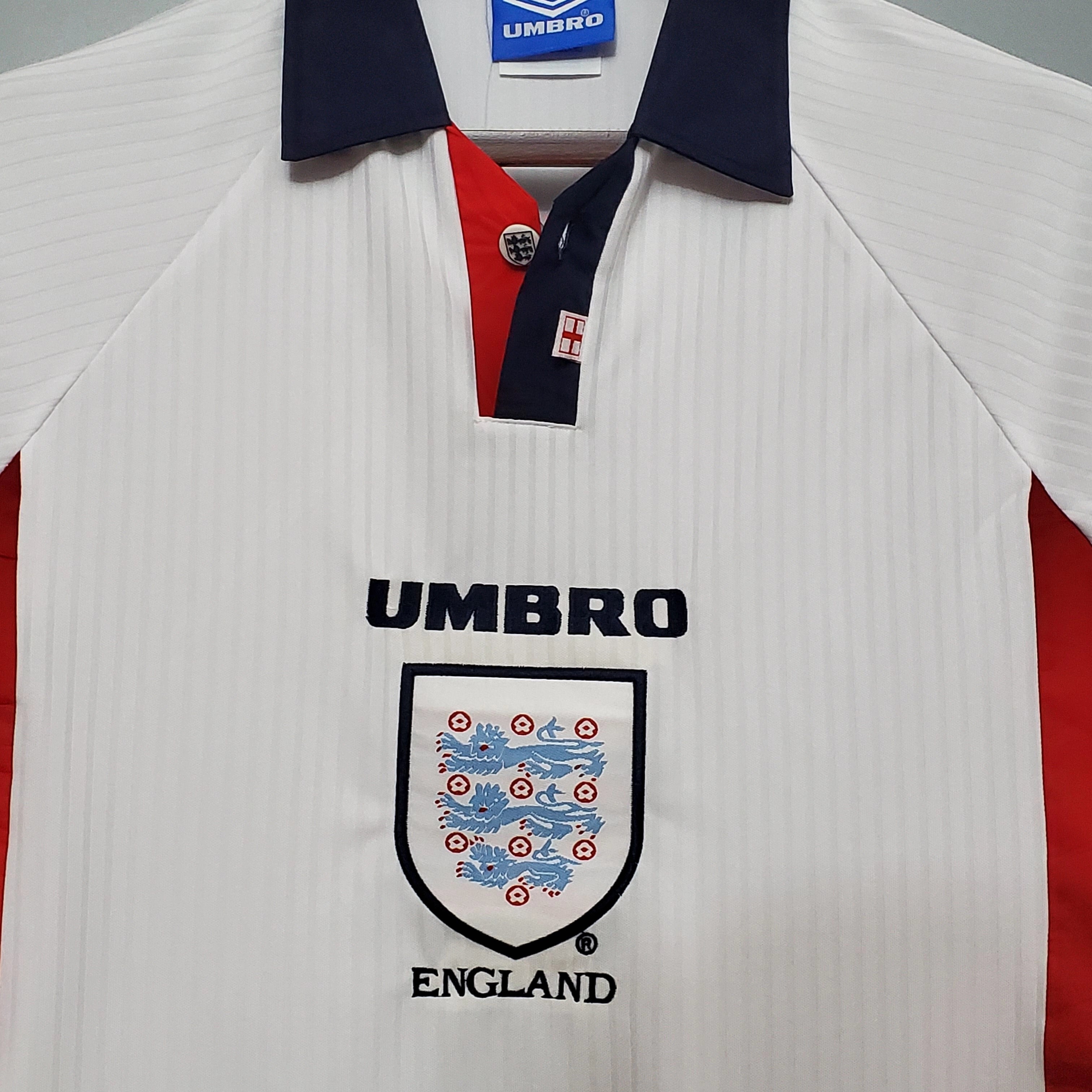 Jersey Inglatera 98 Bekham 7 maga larga parche