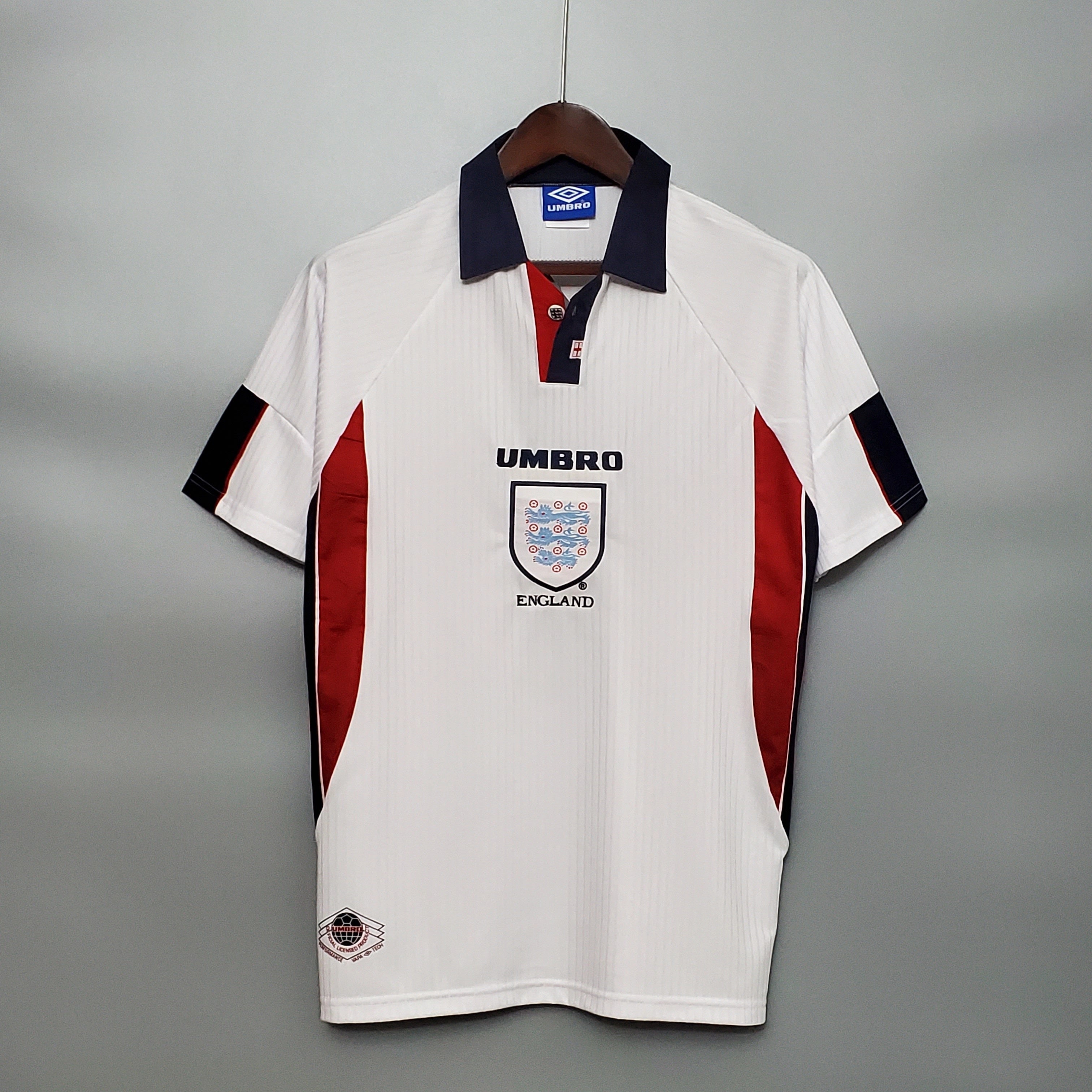 Jersey Inglatera 98 Bekham 7 maga larga parche